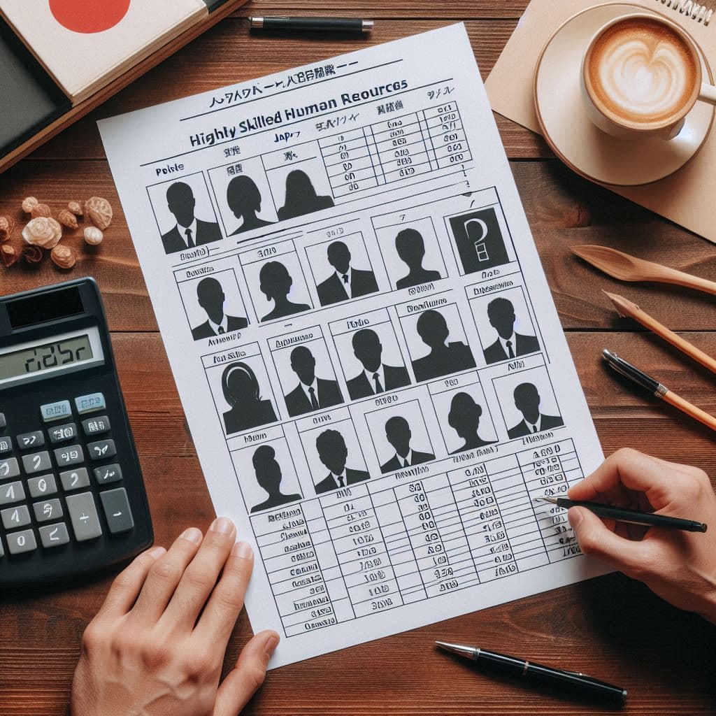 Points Calculation Table for Japan's Highly Skilled Human Resources